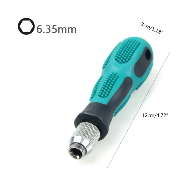 Multifunctional 6.35mm Screwdriver 1/4inch HexShank Non Slip Comfortable Handle Screw Driver Bit Holder Durable image 6