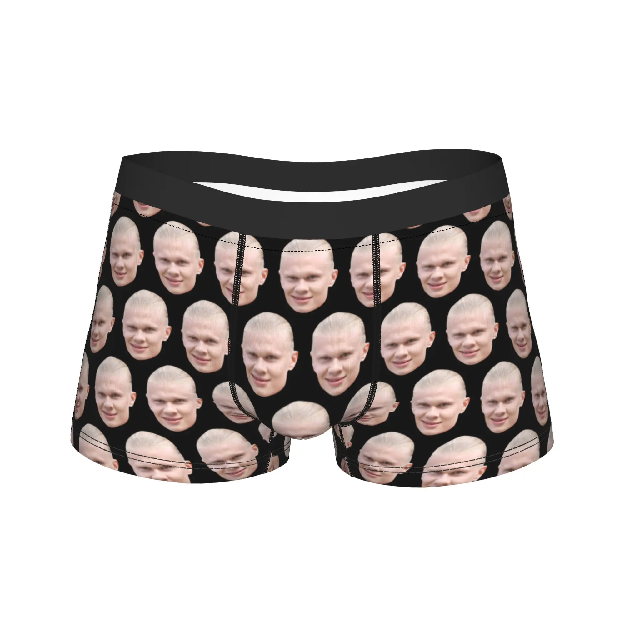 Men's Haalands Face Meme Long Underwear Football Star Printed Boxer Briefs Shorts Panties Male Breathable Underpants Plus Size