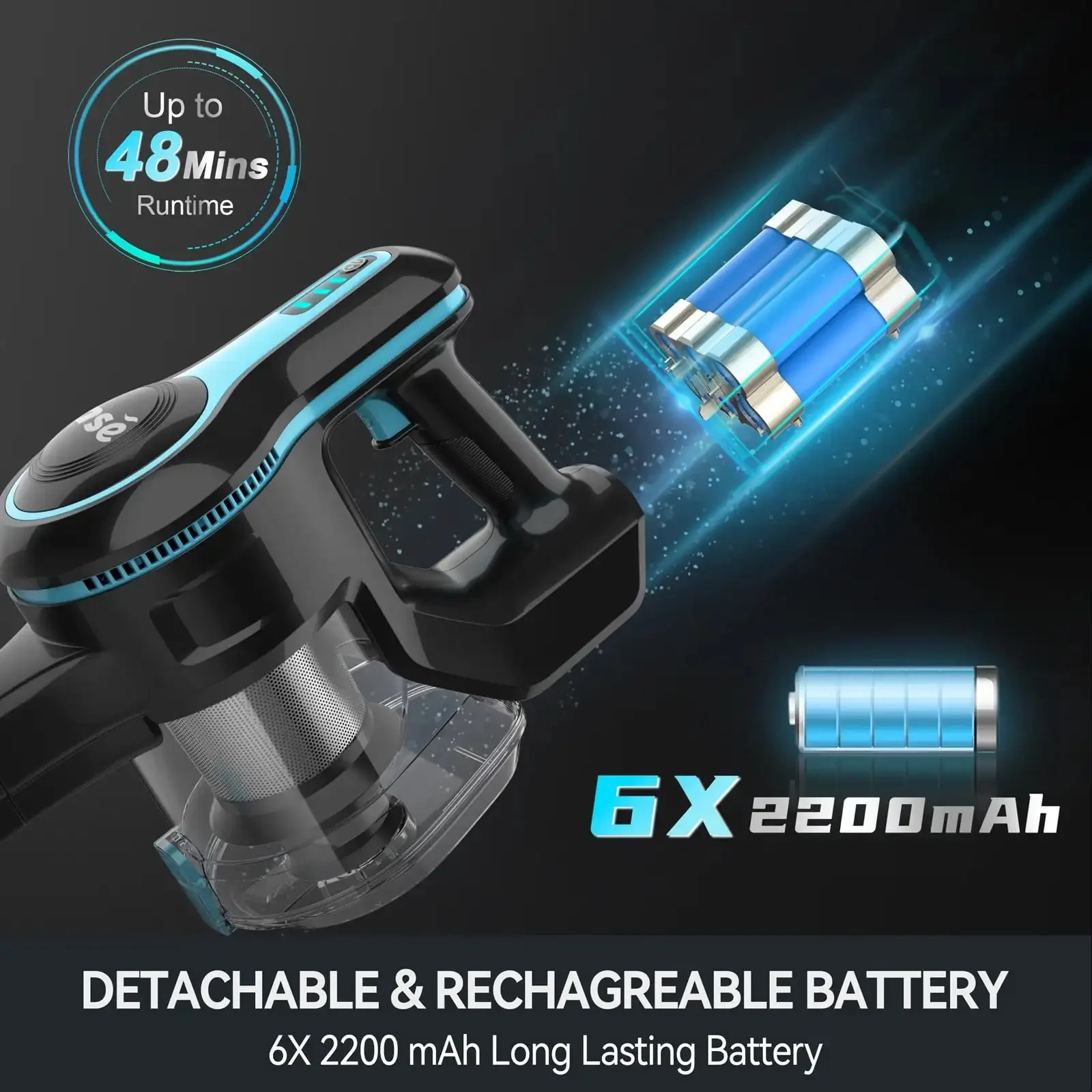 INSE N520 Cordless Vacuum Cleaner Lightweight 6-in-1 Rechargeable Stick Vacuum 28kPa with 45min Runtime for Home Pet Hair Floor