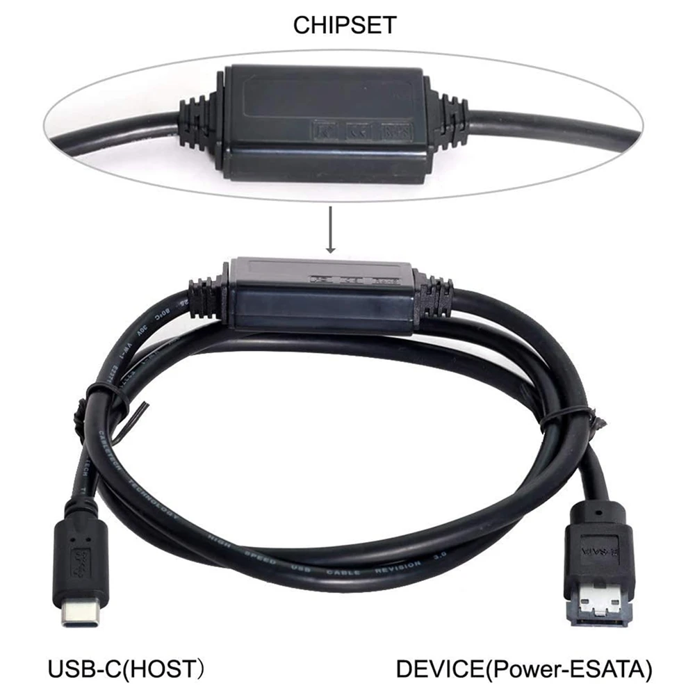 Câble ESATA vers USB C, câble USB Type C, hôte mâle vers ESATA ESATAp, câble HDD pour ordinateur portable