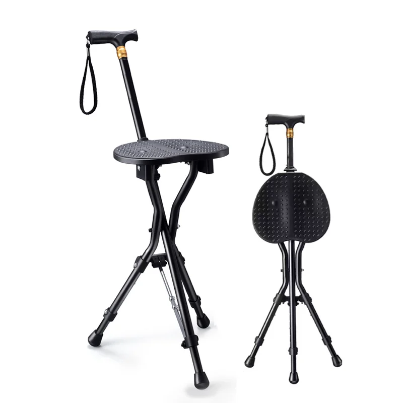 

Foldable Walking Chair Lightweight Adjustable Cane Seat Aluminum Alloy Portable Stool for Senior Citizens Outdoor Use