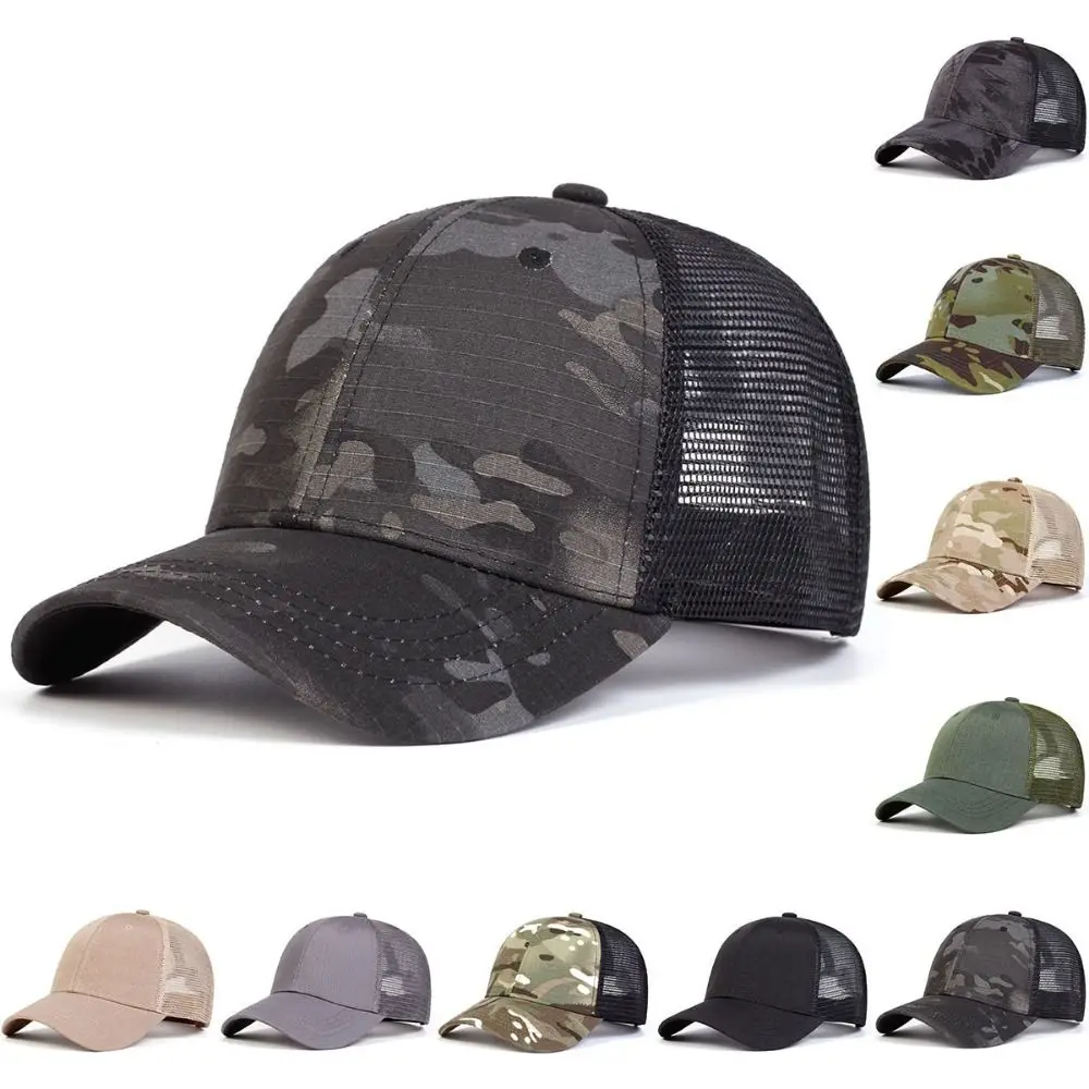 Fashion Baseball Net Caps Adjustable Mesh Peaked Cap Simple Visor Sunscreen Hats Spring Summer