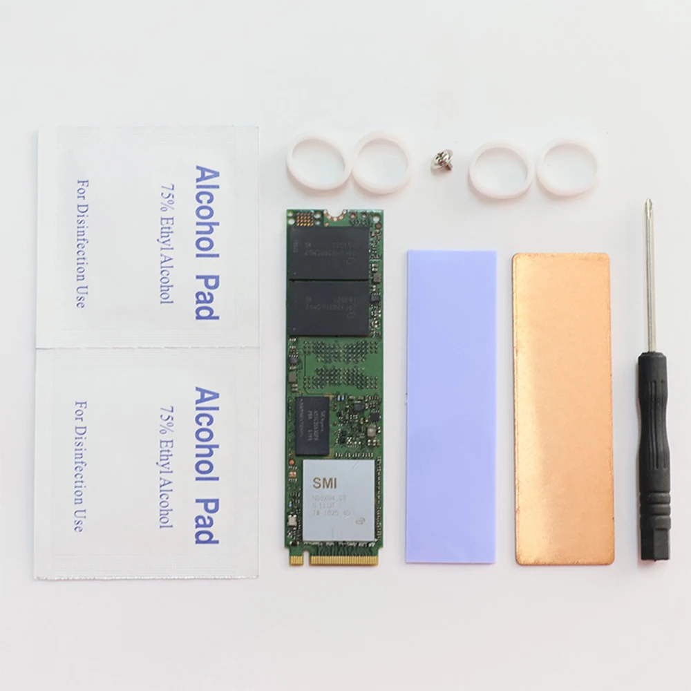 مبدد حرارة M.2 SSD لـ NVMe NGFF مبدد حراري من النحاس النقي مع وسادة حرارية 1 مم مبدد حرارة رفيع للغاية لتبريد الكمبيوتر المحمول SSD