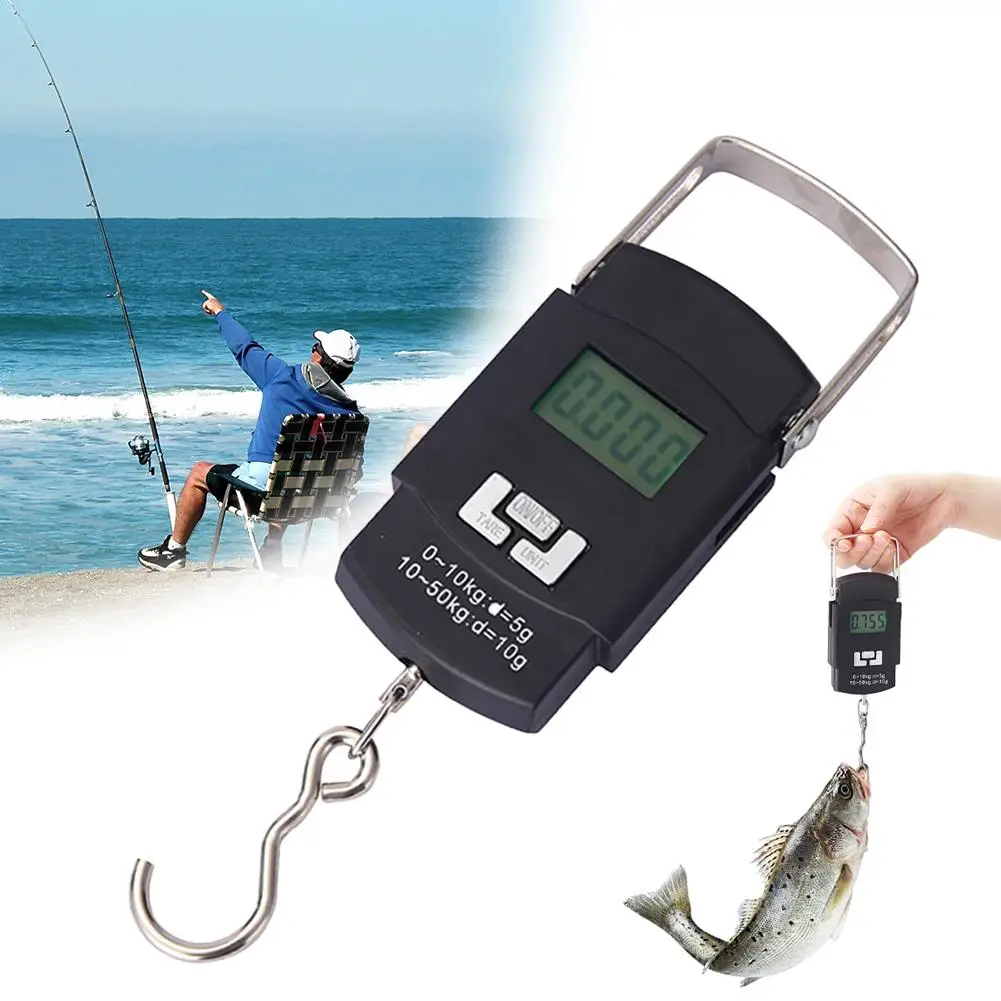 110 Lbs/50 Kg Portable Electronic Hanging Scale Hanging Digital Luggage Pocket Weighing Fishing Travel Scale Hook Handheld T1U6