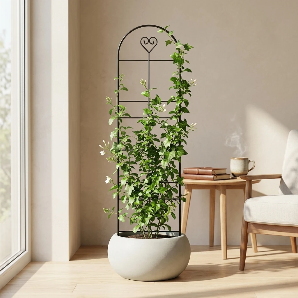 Painted Iron Plant Trellis for Indoor Pots Home Gardeners Rust-Resistant Metal Support Rack for Climbing Vines Durable