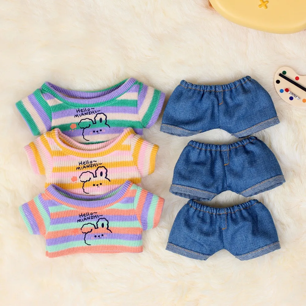 

20cm Cotton Doll Clothes Plush Doll Dress Up Denim Shorts Sweater T-shirt Overalls Playing House No Attribute Doll Clothes