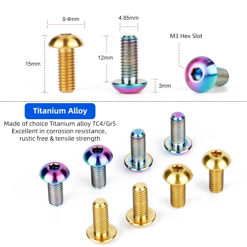 Titanium TC4 Bolts M5x12mm Hex Head for Bicycle Bottle Cage Install MTB Road Bike Ultralight Ti Parts Cycling Accessories