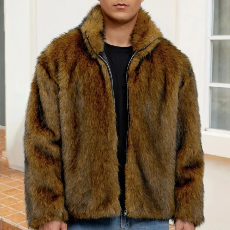 2025 Winter verdicken Plüsch warme Jacken Mäntel Retro Herren Pelz flauschige lange Mäntel Jacke Oberbekleidung Kunstpelz kurze lose Jacke Tops