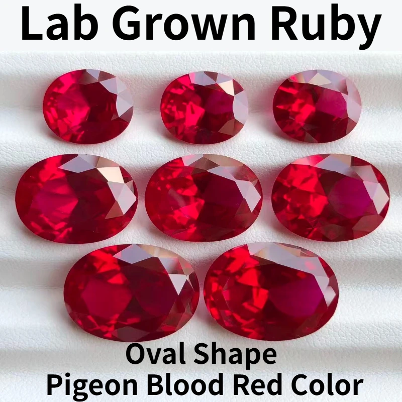 ABCTop Rubis de laboratoire de forme ovale, couleur rouge sang de pigeon, sélectionnable, avec certificat, breloques, pierres précieuses, matériaux de bijouterie DIY avancés