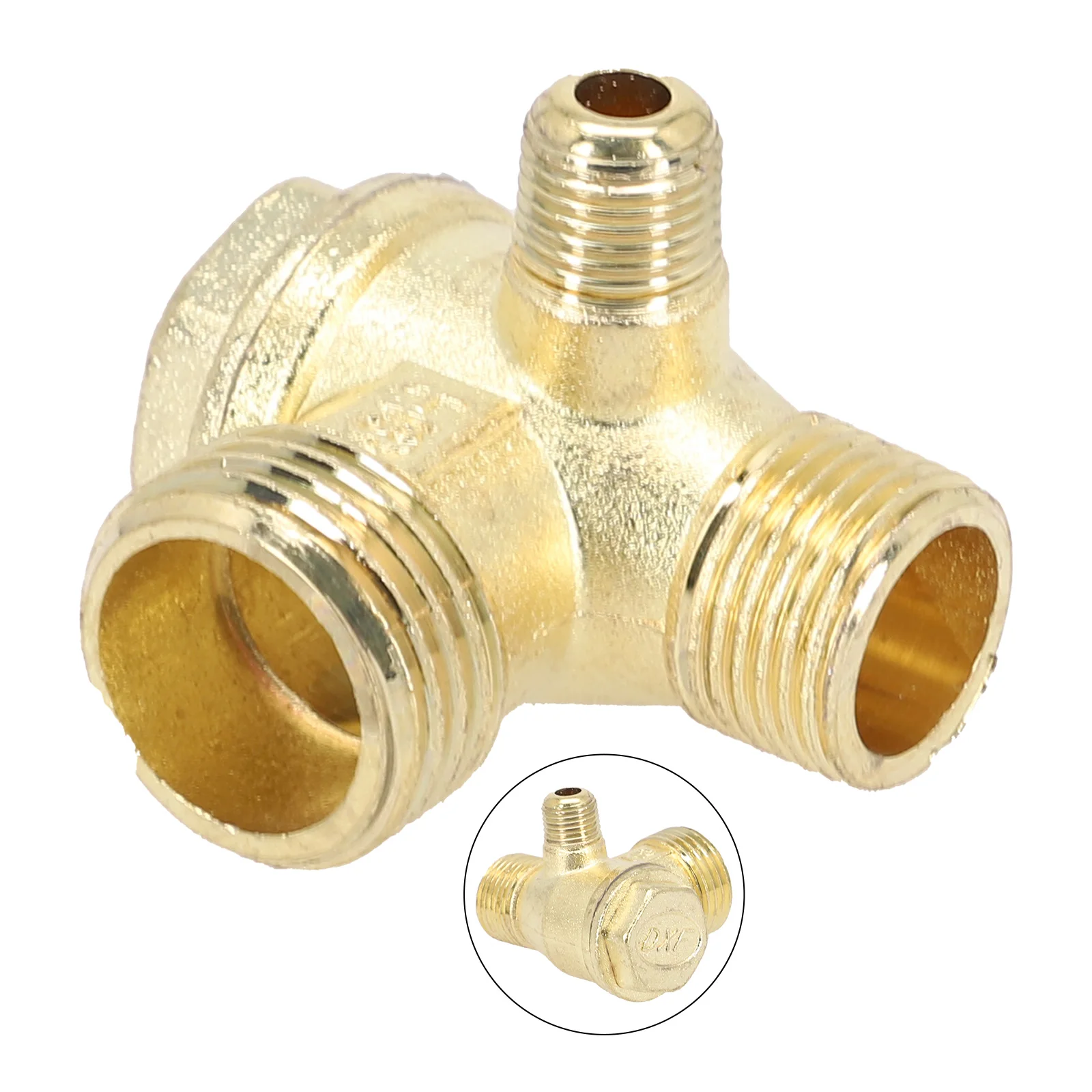 3 Way Unidirectional Check Valve Connect Pipe Fittings Threaded Gold Tone Air Compressor Check Valve Replacement