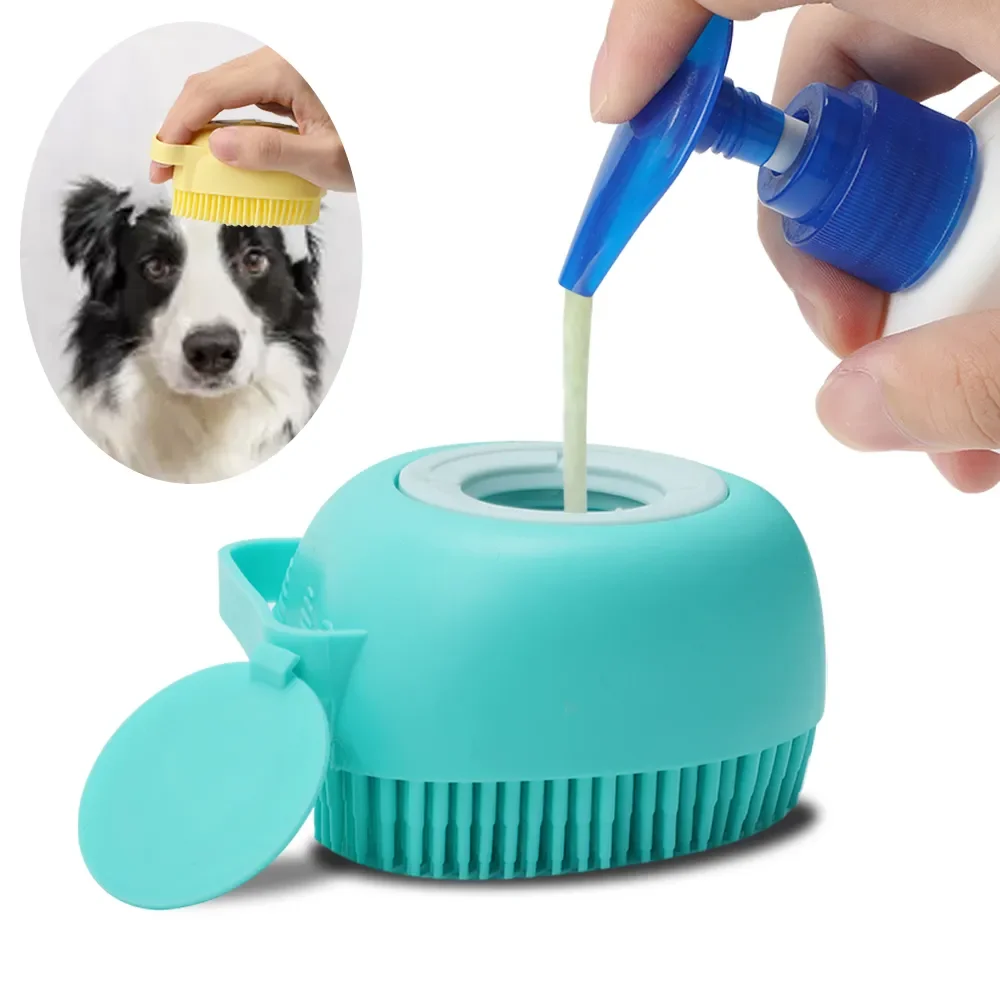 Cepillo masajeador de champú para mascotas, accesorios de baño para perros, peine de masaje para cachorros y gatos, cepillo de ducha para baño,