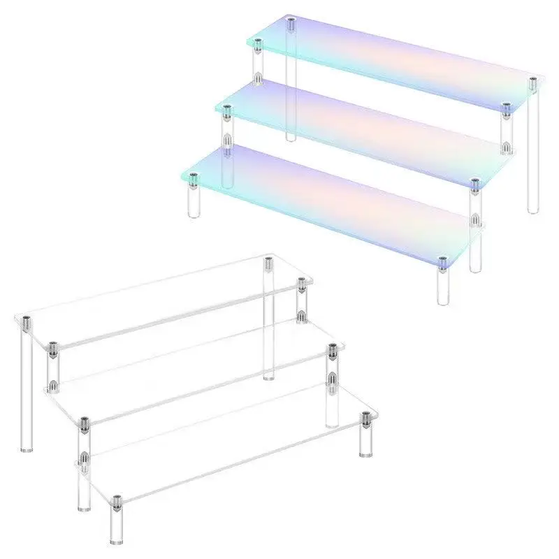 

Dazzling Colorful Ladder Display Rack, Transparent Acrylic Display Stand, Toy Model, Perfume, Dessert Storage Display, 1-5 Tier