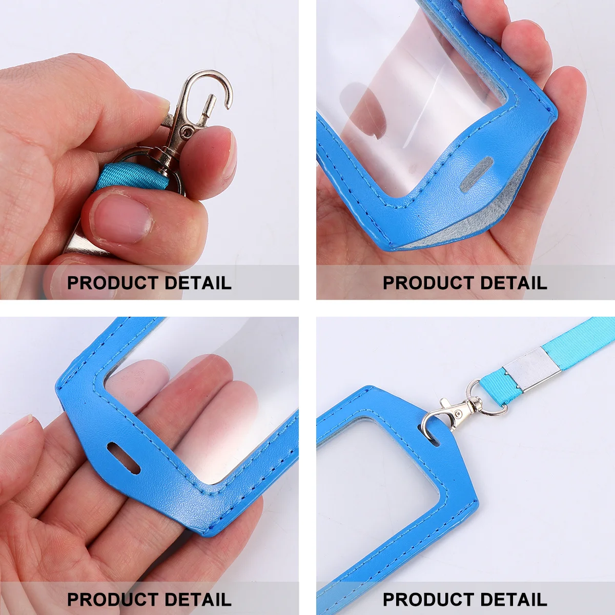 

8Pcs Transparent Badge Holder Lanyard Work Cards Holder Case Front Id Window for Business Student Staff Use