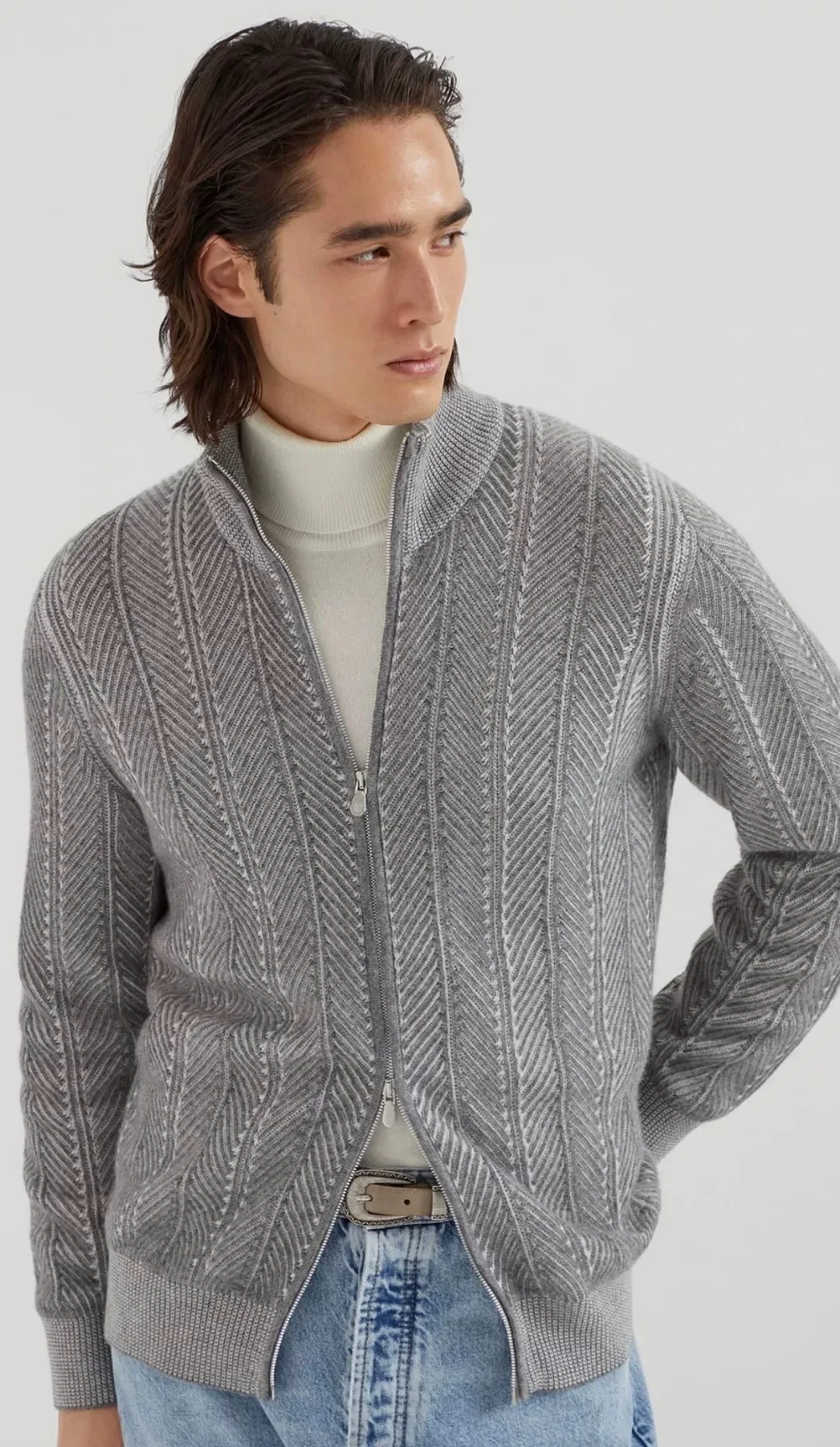 

Men's Woolen Knitted Cardigan Zipper Collar Casual Faion Autumn Winter Loose Fit Long Sve Diamond Patterned Busin Cas...