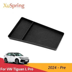 For VW Tiguan L Pro 2024-Pre Console Car Armrest Central Storage Box Center Container Glove Organizer Case Sticker