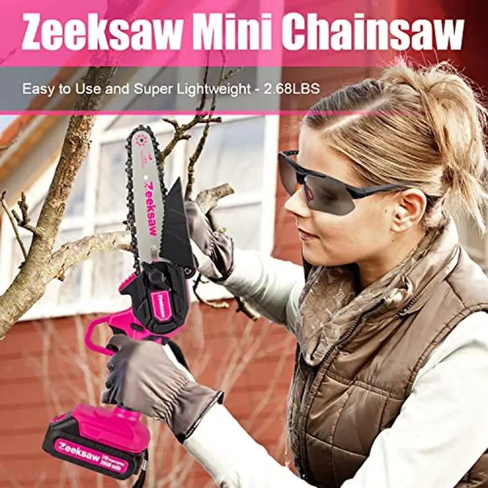 Pink Electric Mini Chainsaw Cordless 6