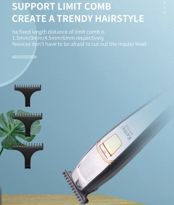 Kemei Km-8602 Led Screen Steel Cutter Head Hair Clipper Men Strong Power ricaricabile Professional Electric Trimmer Enchen