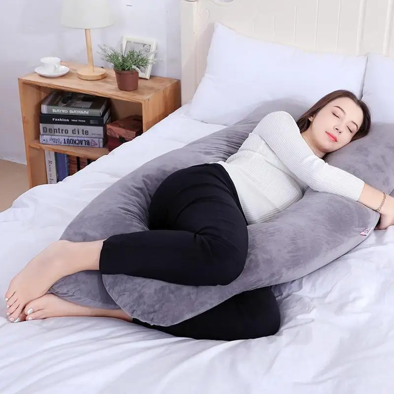 Removable Full Body Pillow U-Shape Adults Side Sleeper Maternity Body Pillow Flexible Pregnancy Pillow for Lactation Sleeping