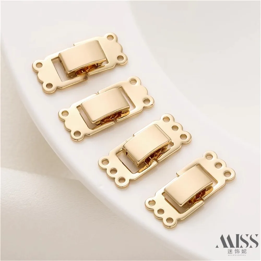 

14K Gold-plated Smooth Surface Two Row Three Row Watch Buckle DIY Handmade Bracelet Connection Port Closing Buckle Accessory