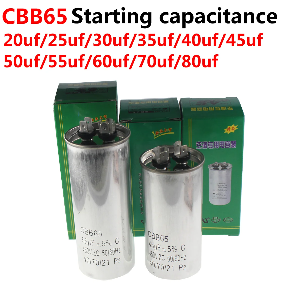 CBB65 Air conditioner compressor start capacitor 20 25 30UF 35UF 40 45 50 60 70 450V New and original