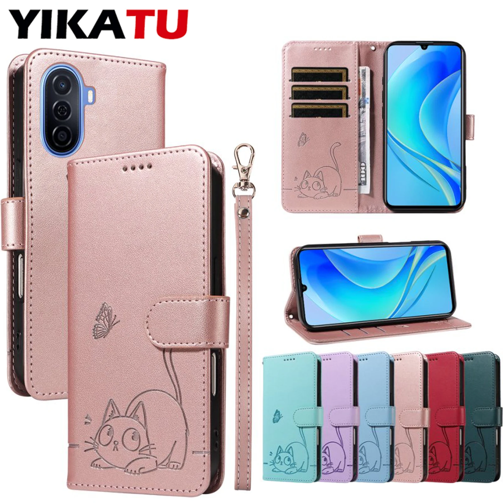

Skin Friendly Wallet Leather Phone Case Flip Card Stand For Huawei Honor X5B Plus 4G 7A Mini Maimang 7 6 Enjoy 9 8E 7S 50 Pro