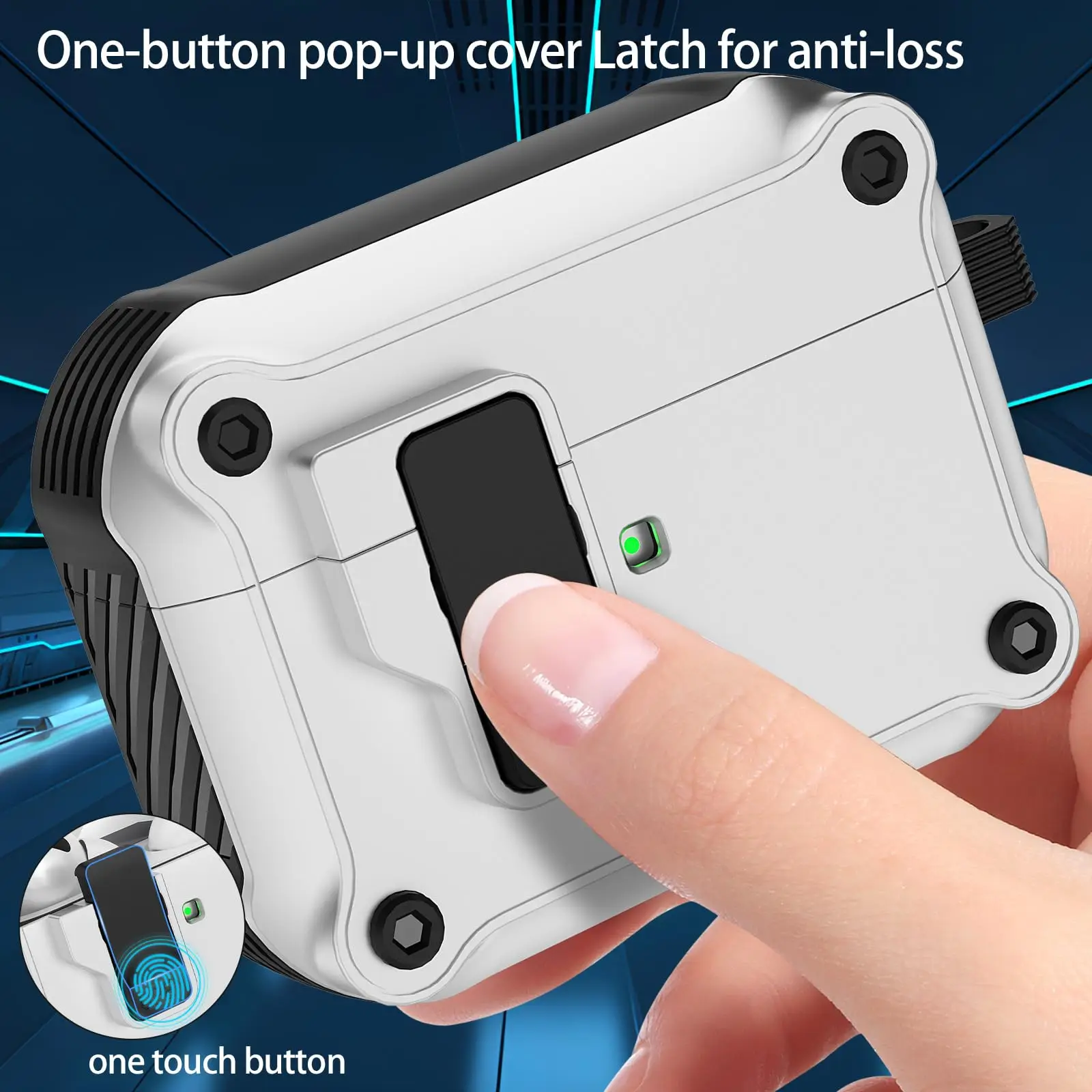 حافظة لجهاز AirPods 4 مع مجموعة تنظيف ومفتاح من ألياف الكربون بتصميم قفل آمن لعلبة شحن Airpods 4 الجديدة