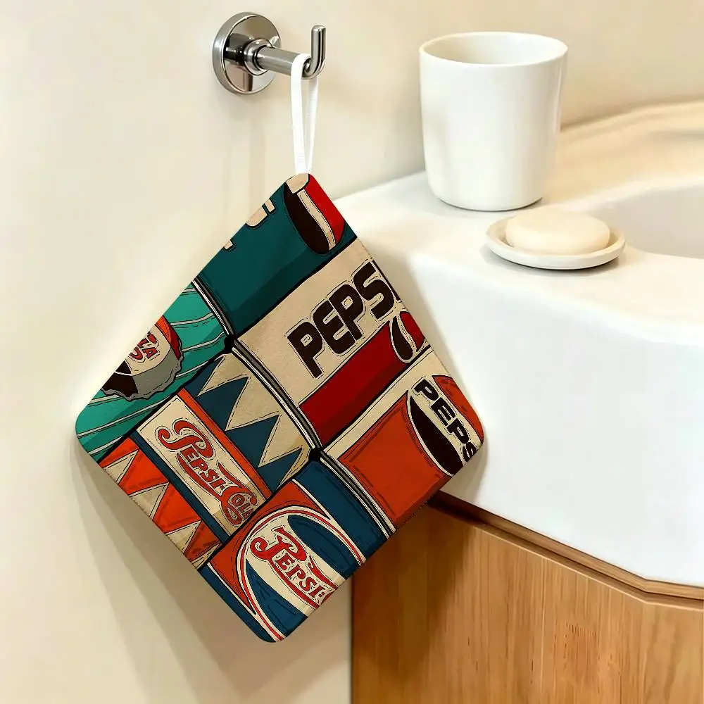 Drinks P-Pepsis Cola Classic Reusable Hanging Kitchen Towel, Polyester Cotton Soft Fabric for Office Home Daily Life