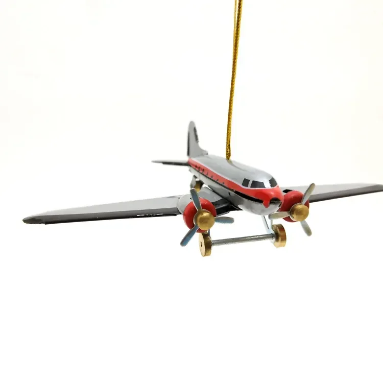 [Best] Adult Collection Retro Wind up toy Metal Tin Boeing airliner Pendant Mechanical toy Clockwork toy figures model kids gift