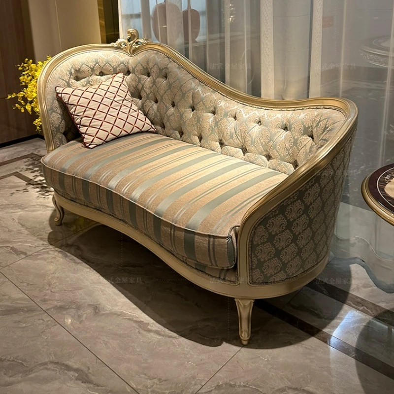 Master bedroom foot stool European neoclassical solid wood high-end chaise longue
