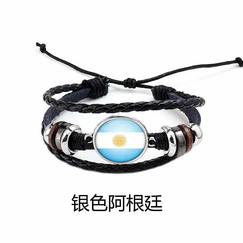 italian flag bracelet Men Women Spain Germany France Italy Argentina National Flag PU Leather Bracelets Handmade Jewelry