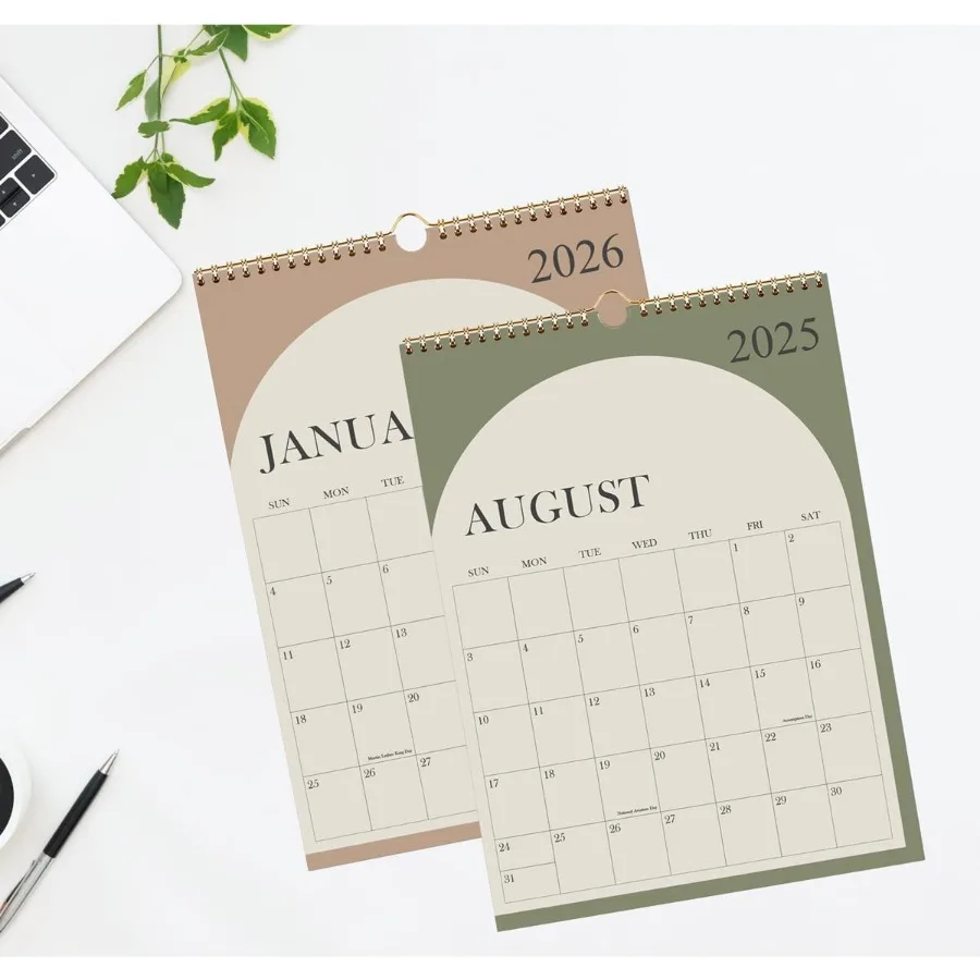 20252026 벽걸이 달력 (2025년 10월부터 2026년 12월까지) 두꺼운 종이 12인치 x 14.5인치 그레이