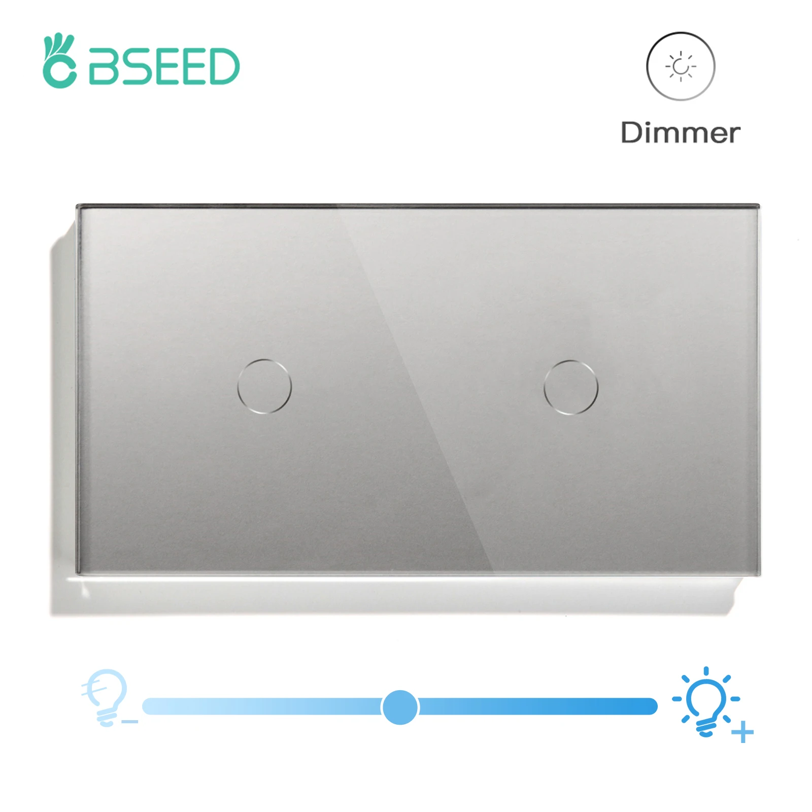 BSEED Dimmer Lichtschakelaar 1Gang 1Way Led Dimmer 220V Muur Touch Lichtschakelaar Kristallen Glazen Paneel Blauwe achtergrondverlichting Geheugenfunctie