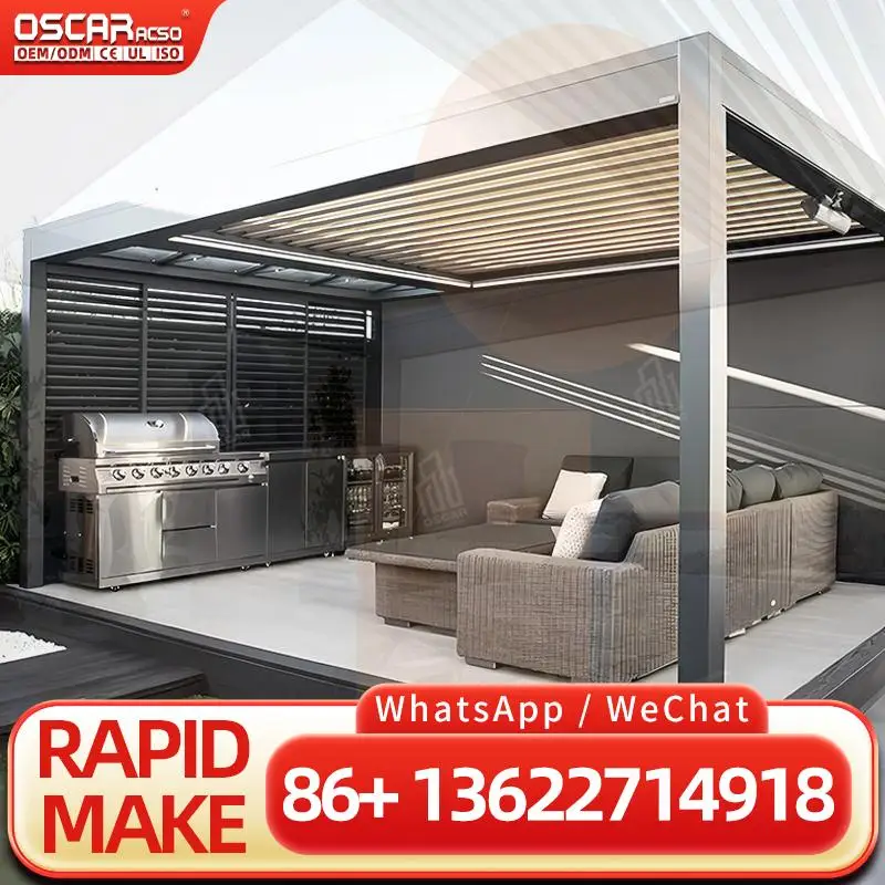 

Custom Color Size 3x3 35x5 4x3 4x4 4x5 6mx4m 5x6m Aluminum Outdoor Retractable Roof Patio Pergola for Garden Backyard Poolside p