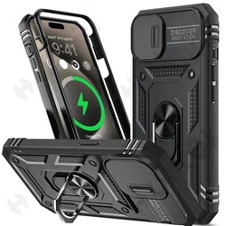Case For iPhone 17 16 15 14 13 12 11 Pro XS Max Plus Camera Slide Military Grade Armor Protection 360 Degree Rotate Armor Cover
