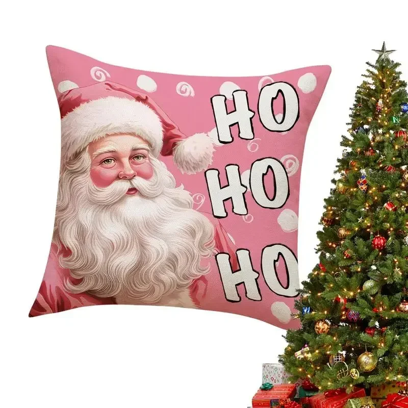 Pink Christmas Pillow Covers Snowflakes Pillowcase Pink Theme Pillowslip For Bed Couch Winter Cushion Case New Year Decoration