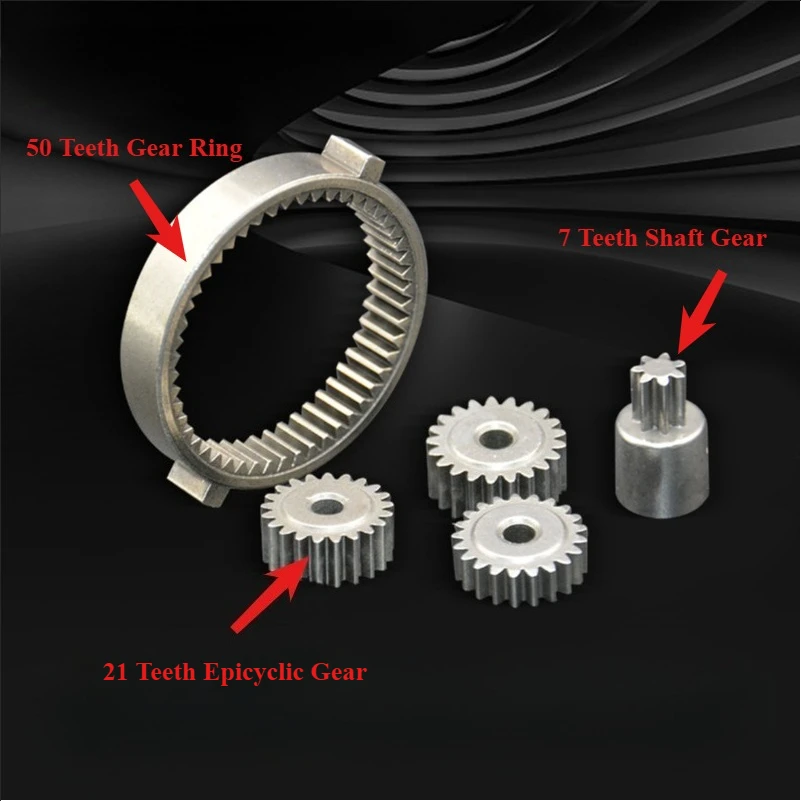 Juego de engranajes planetarios 5 en 1, taladro eléctrico, engranaje epicíclico 21T, anillo de engranaje 50T para llave alimentada por litio 2106, taladro eléctrico 775/550