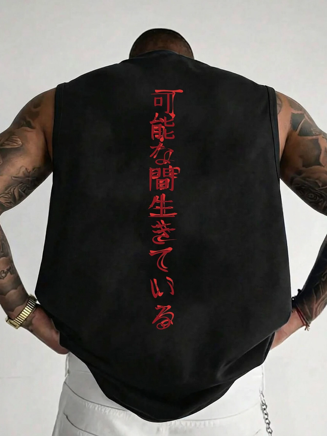100% Pure Cotton Summer Men's Fashionable Casual Loose American Trend Japanese Pattern Printed Sleeveless Vest