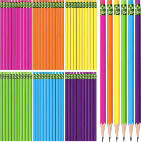 60 Pcs HB #2 Unsharpened Wooden Pencils with Eraser, Hexagonal Design, Rainbow Colors for School Office Sketching Gifts