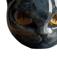 Hot Luxury Black Cat Stone Sculpture Elegant Carved Cat Figurine Gifts Cat Ornament For Cat Lovers Office Desk Cats Decor