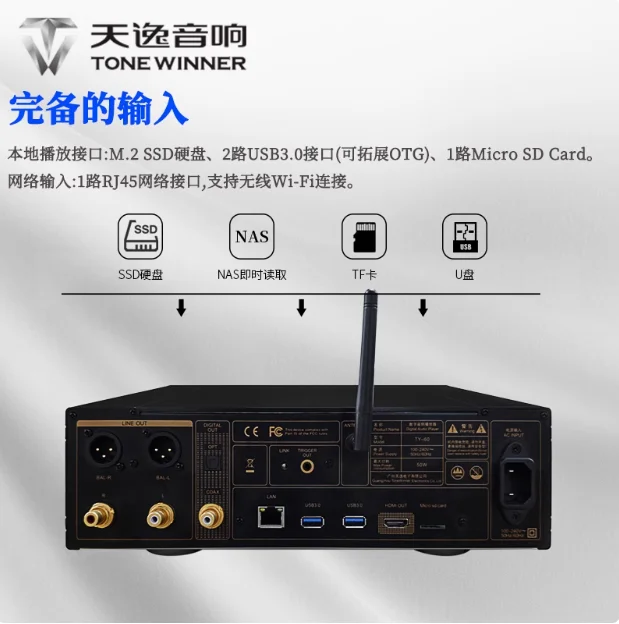Цифровой плеер Tianyi RTY-i60 без потерь HIFI Fever NAS Сетевая потоковая передача DSD Аудиодекодер