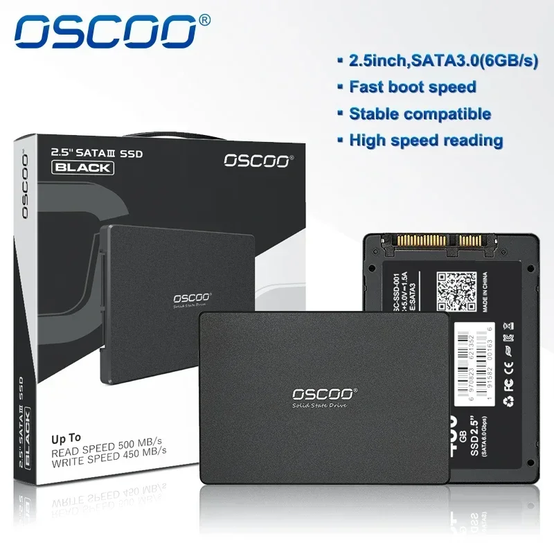 OSCOO Factory Wholesale Solid State Drive 128GB 256GB 512GB SATA3 SSD 3D TLC NAND Disk Hard Disk Computer Drives