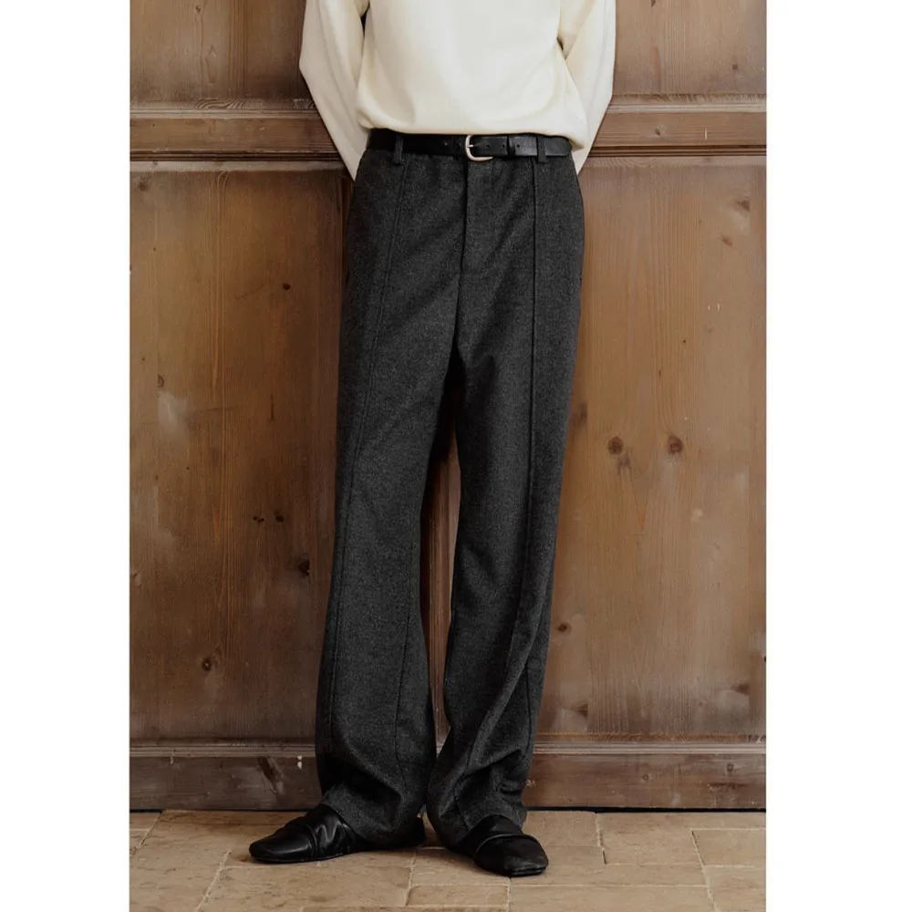 

Wool blend men's straight leg pants Men's black suit trousers Italian black casual Fashion man Suit Pants