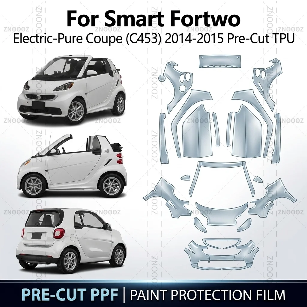 For Smart Fortwo Electric-Pure Coupe (C453) 2014-2015 Pre-Cut TPU PPF Kit Self Healing Full Vehicle Glossy Clear Matte Black