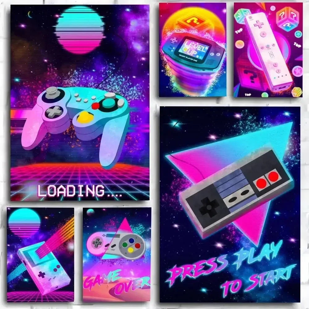 Boy Game Poster Colorful Picture Art Wall Prints Gamer Handle Headset Kid Room Home Decoration No Fra