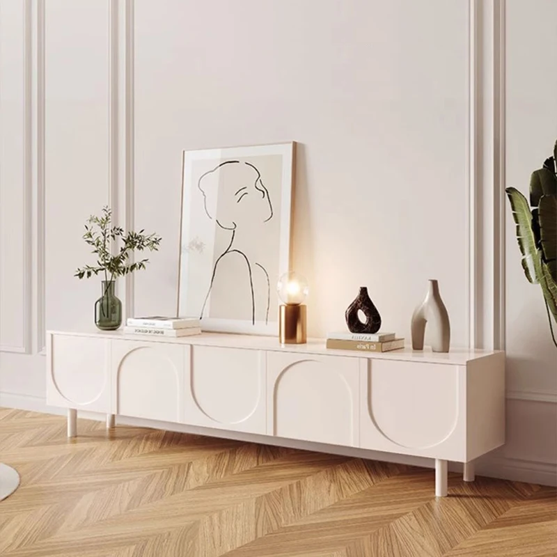 Meja TV Putih Modern untuk Ruang Tamu, Meja TV Mewah dengan Laci, Meja TV Desainer untuk Penyimpanan, Meja TV Universal, Furnitur Rumah