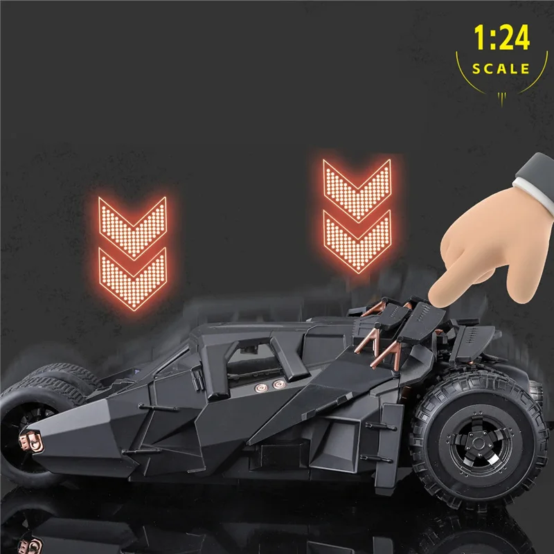 1/24 الفيلم الكلاسيكي سيارة 2008 Batmobile سبيكة مفهوم الخفافيش سيارة رياضية نموذج Diecasts سباق السيارات المعدنية نموذج الصوت ضوء الاطفال لعبة هدية