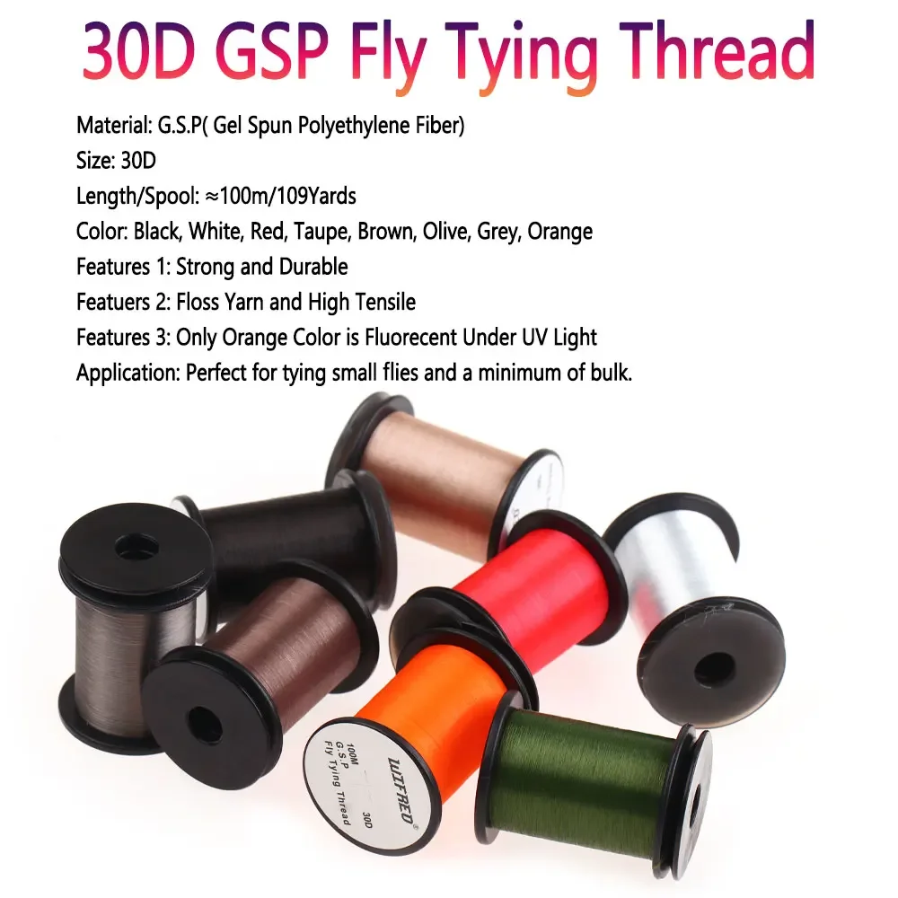 Bimoo 100m 30D GSP Fly Tying Thread Polyethylene Floss Line High Tensile Fly Tying Material For Midge Nymphs Trout Fishing Lures