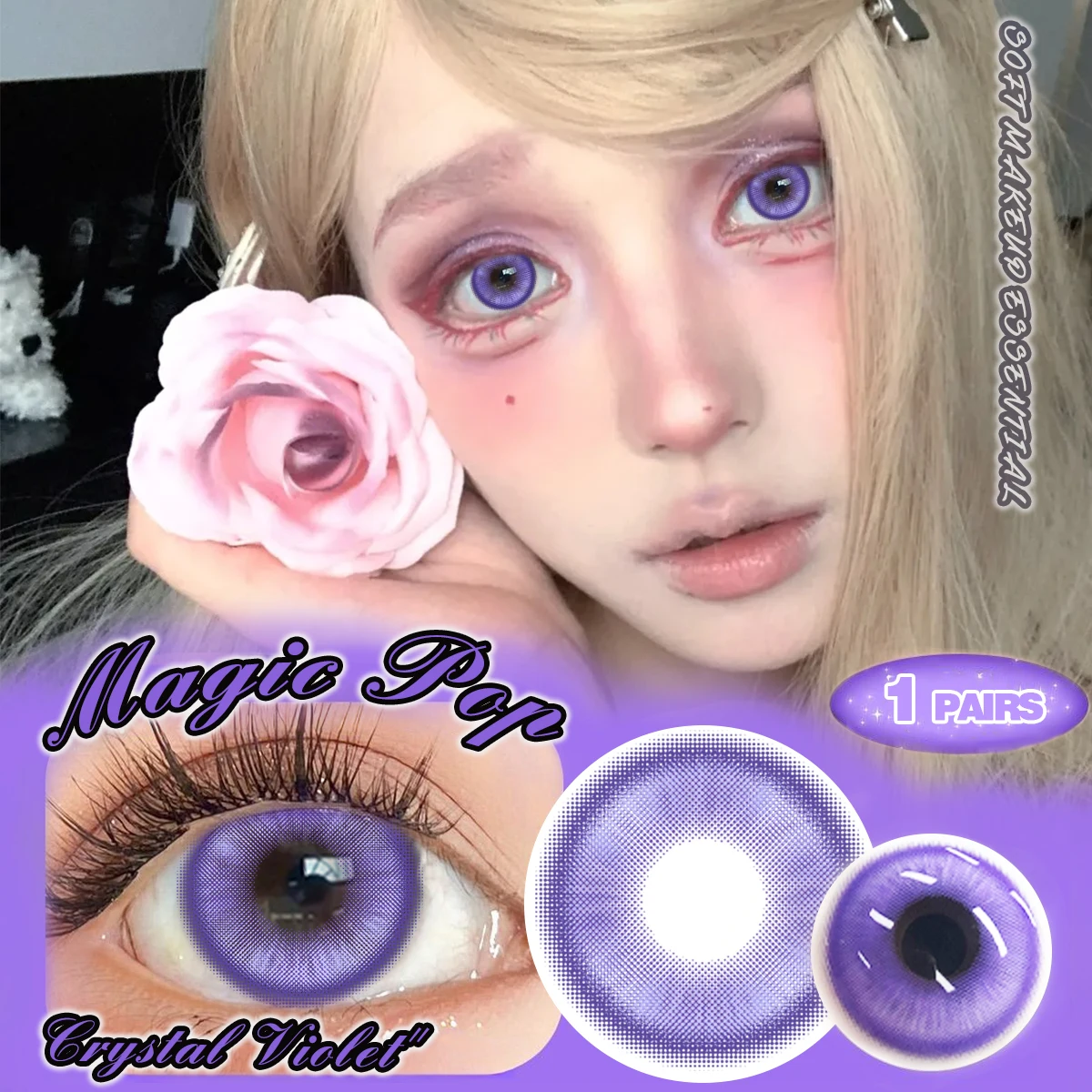 VISUASHOW Anime Cosplay Farbige Kontaktlinsen Augen Cos-Linsen 6 Monate Nutzung Magic Pop Grün-Rote Kontaktlinsen für Augen-Schönheits-Make-up – Detail 4