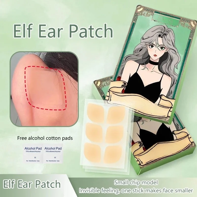 6/12/30 Patchs autocollants de soutien pour oreilles d'elfe, correcteur d'oreilles invisible, patchs de soutien pour lobe d'oreille, autocollants de maquillage pour oreilles d'elfe, autocollants V-Face, facile à utiliser