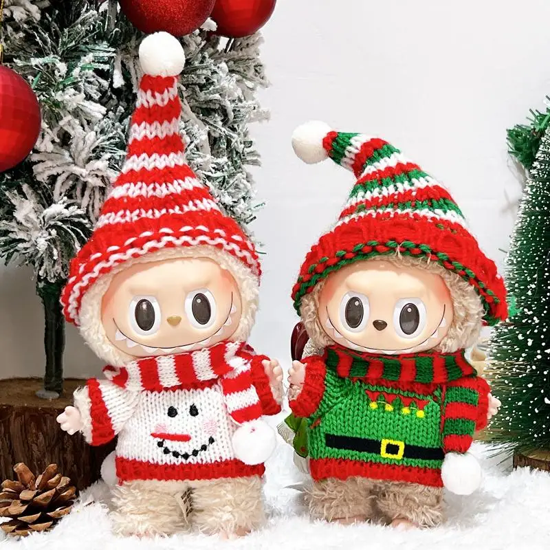 

For/clothe 17cm Labubu Clothes V1v2v3 Macaron Labub Clothes Christmas Baby Clothes Sitting Dolls Wearable Pendant Dolls Clothes